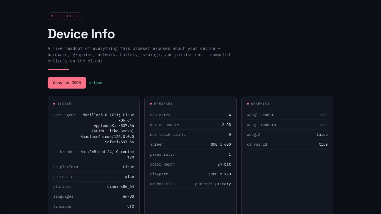 Device Info preview